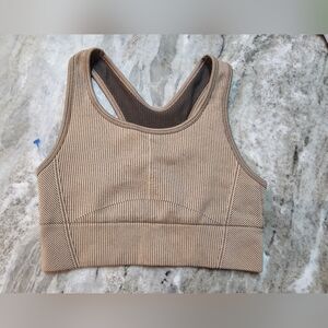 GU Ribbed Crop Tank Top Taupe Khaki Stretch Knit Women’s Small/Medium